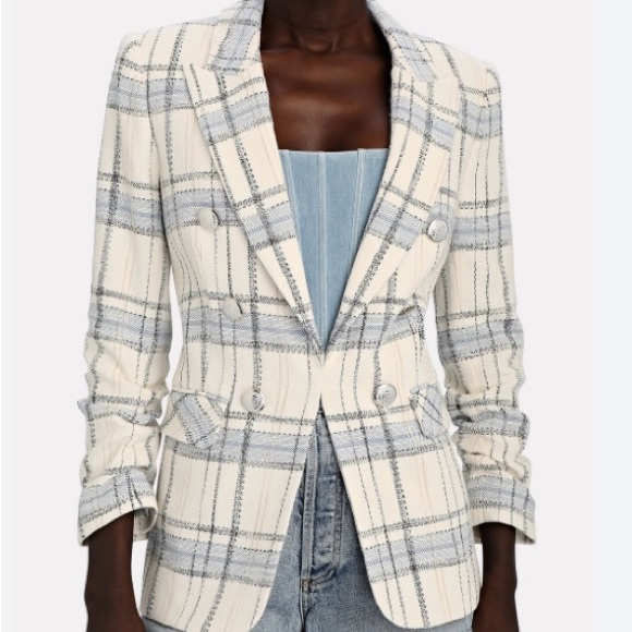 Veronica Beard Jackets & Blazers - Veronica Beard Cream and Light Blue Plaid Double-Breasted Blazer